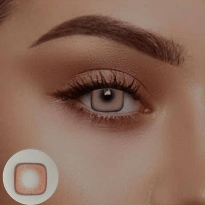 OLENSO Peach Brown Square Contact Lens – soft, natural brown-colored lens with a unique square design for a stunning eye transformation.